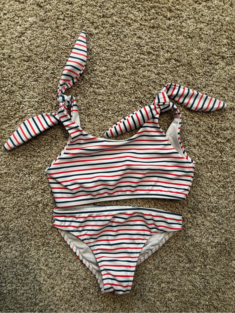 MINNOW mariner stripe tie knot bikini. Size 3/4.